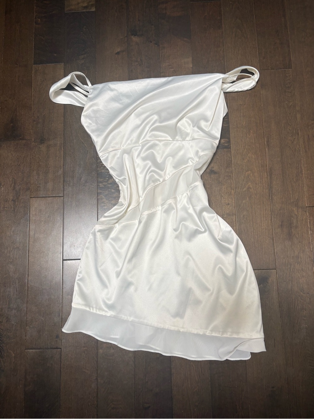 Mesh Cutout Off the Shoulder Ivory Slip Dress